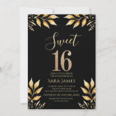 Vergulde Glitz Sweet 16 Uitnodiging (Voorkant)