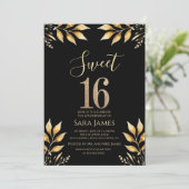 Vergulde Glitz Sweet 16 Uitnodiging (Staand voorkant)