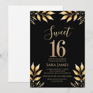 Vergulde Glitz Sweet 16 Uitnodiging