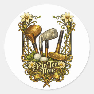 Vergulde Golf Par-Tee Tijd Ronde Sticker