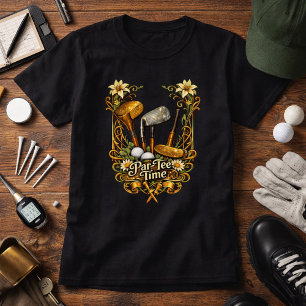 Vergulde Golf Par-Tee Tijd T-shirt