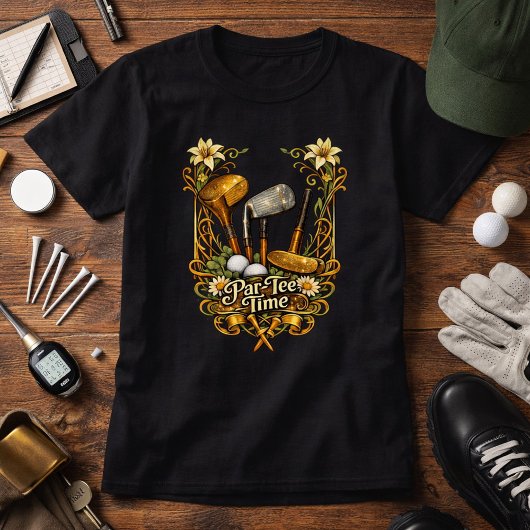 Vergulde Golf Par-Tee Tijd T-shirt