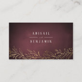 Vergulde gouden botanische bruiloft website Invoeg Plaatskaartje (Achterkant)