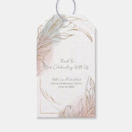 Vergulde gouden salie & blos bloemen-huwelijk  cadeaulabel