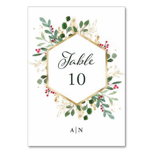 Vergulde groenblijvende planten op wit | Kersttrou Kaart (Voorkant)