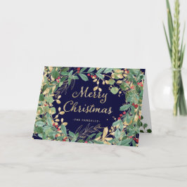 Vergulde Groene Pracht | Prettig Kerstfeest Feestdagen Kaart