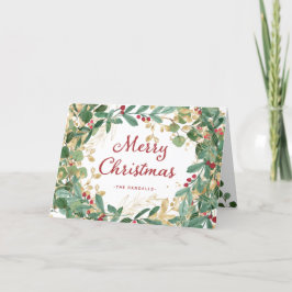 Vergulde Groene Pracht | Prettig Kerstfeest Feestdagen Kaart