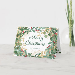 Vergulde Groene | Prettig Kerstfeest Feestdagen Kaart
