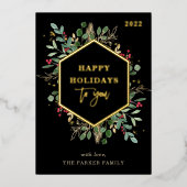 Vergulde groenheid op zwart | Prettige feestdagen  (Voorkant)