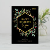 Vergulde groenheid op zwart | Prettige feestdagen  (Staand Voorkant)