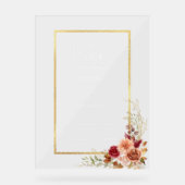 Vergulde Herfst Terracotta Bloemen Welkom Acryl Bord (Voorkant)