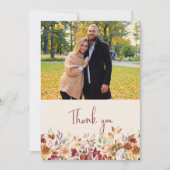 Vergulde Herfst Terracotta Bloemenfoto Bedankkaart (Voorkant)
