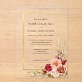 Vergulde Herfst Terracotta Floral Acryl Uitnodigingen (Voorkant)