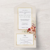 Vergulde Herfst Terracotta Floral All In One Uitnodiging (Binnen)