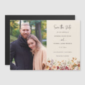 Vergulde Herfst Terracotta Floral Bewaar de datum Magnetische Uitnodiging (Voorkant / Achterkant)