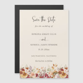 Vergulde Herfst Terracotta Floral Bewaar de datum Magnetische Uitnodiging (Voorkant / Achterkant)