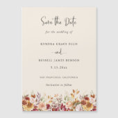 Vergulde Herfst Terracotta Floral Bewaar de datum Magnetische Uitnodiging (Voorkant)