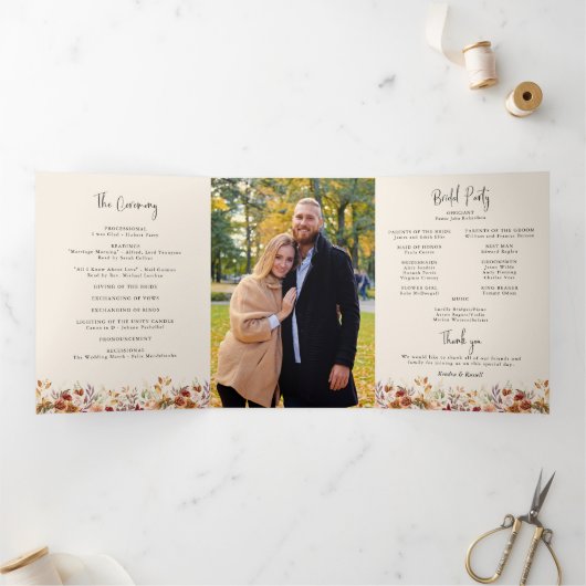 Vergulde Herfst Terracotta Floral Drieluik Programma (Binnen)