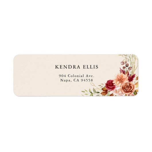 Vergulde Herfst Terracotta Floral Etiket (Voorkant)