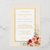 Vergulde Herfst Terracotta Floral Folie Uitnodiging (Voorkant)