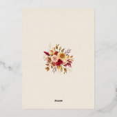 Vergulde Herfst Terracotta Floral Folie Uitnodiging (Achterkant)