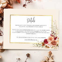 Vergulde Herfst Terracotta Floral Informatiekaartje