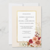 Vergulde Herfst Terracotta Floral Kaart (Voorkant)