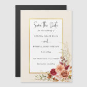 Vergulde Herfst Terracotta Floral Magnetische Uitnodiging (Voorkant / Achterkant)