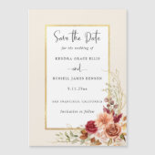 Vergulde Herfst Terracotta Floral Magnetische Uitnodiging (Voorkant)