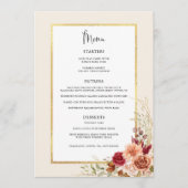 Vergulde Herfst Terracotta Floral Menu (Voorkant)