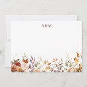 Vergulde Herfst Terracotta Floral Notitiekaartje (Voorkant)