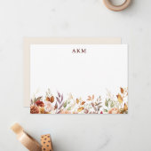 Vergulde Herfst Terracotta Floral Notitiekaartje (Voorkant / Achterkant in situ)