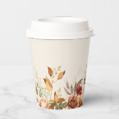 Vergulde Herfst Terracotta Floral Papieren Bekers (Achterkant)