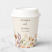 Vergulde Herfst Terracotta Floral Papieren Bekers (Voorkant)