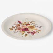 Vergulde Herfst Terracotta Floral Papieren Bordje (Gekanteld)