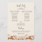 Vergulde Herfst Terracotta Floral Programmakaart (Achterkant)