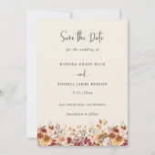 Vergulde Herfst Terracotta Floral Save The Date (Voorkant)
