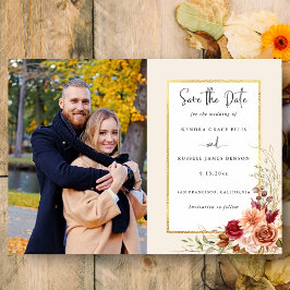 Vergulde Herfst Terracotta Floral Save The Date