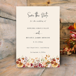 Vergulde Herfst Terracotta Floral Save The Date