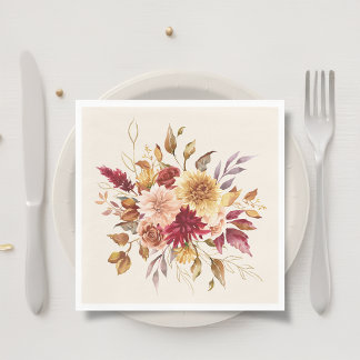 Vergulde Herfst Terracotta Floral Servet