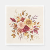 Vergulde Herfst Terracotta Floral Servet (Voorkant)