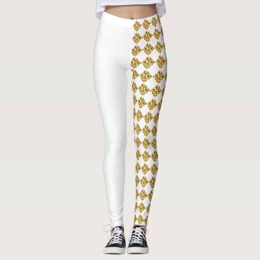 Vergulde illusie witte leggingen leggings (Voorkant)