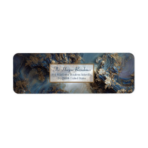 Vergulde Indigo Mineraal Retouradres Etiket