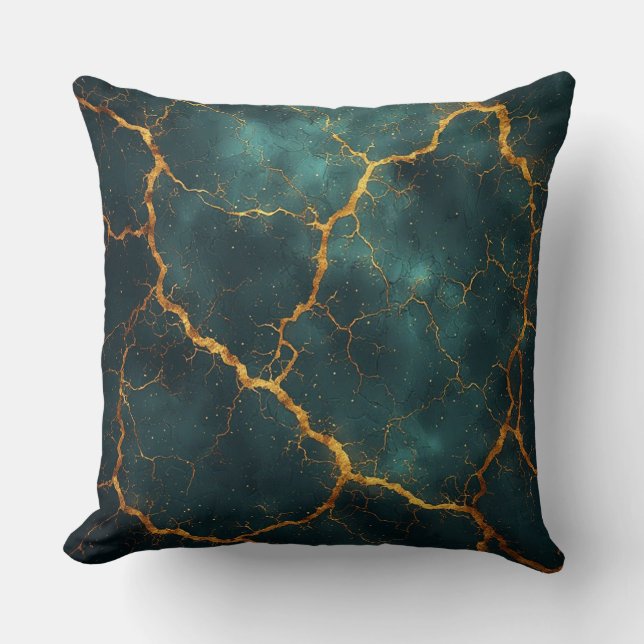 Vergulde Kintsugi Abstract Luxe Weerstandsvermogen Kussen (Voorkant)