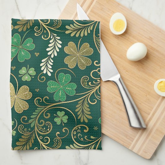 Vergulde Klaverbloei Theedoek (Quarter Fold)