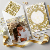 Vergulde koninklijke bruiloft uitnodiging