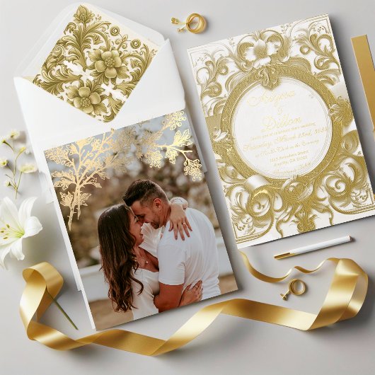 Vergulde koninklijke bruiloft uitnodiging