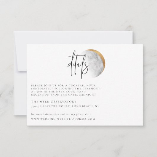 Vergulde maan bruiloft details Kaart (Voorkant)