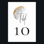 vergulde maan bruiloft kaart<br><div class="desc">Elegante waterverf vergulde maan,  tafel nummer kaart. Bij het bestellen van tafelnummerkaarten moet elke kaart afzonderlijk worden genummerd en besteld.</div>