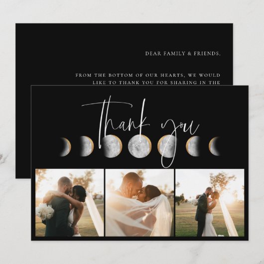 vergulde maan fase bruiloft foto bedankkaart (Voorkant / Achterkant)
